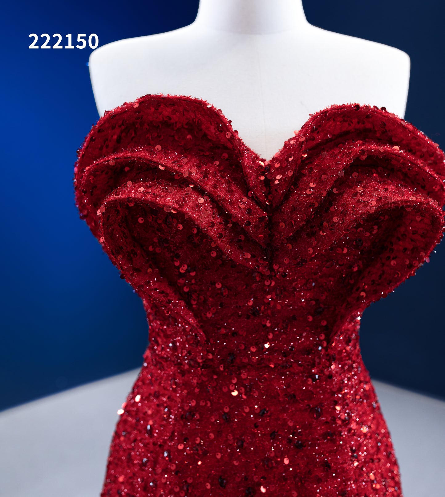 Red Sequin Pageant Dresses Strapless Mermaid Evening Gown 222150