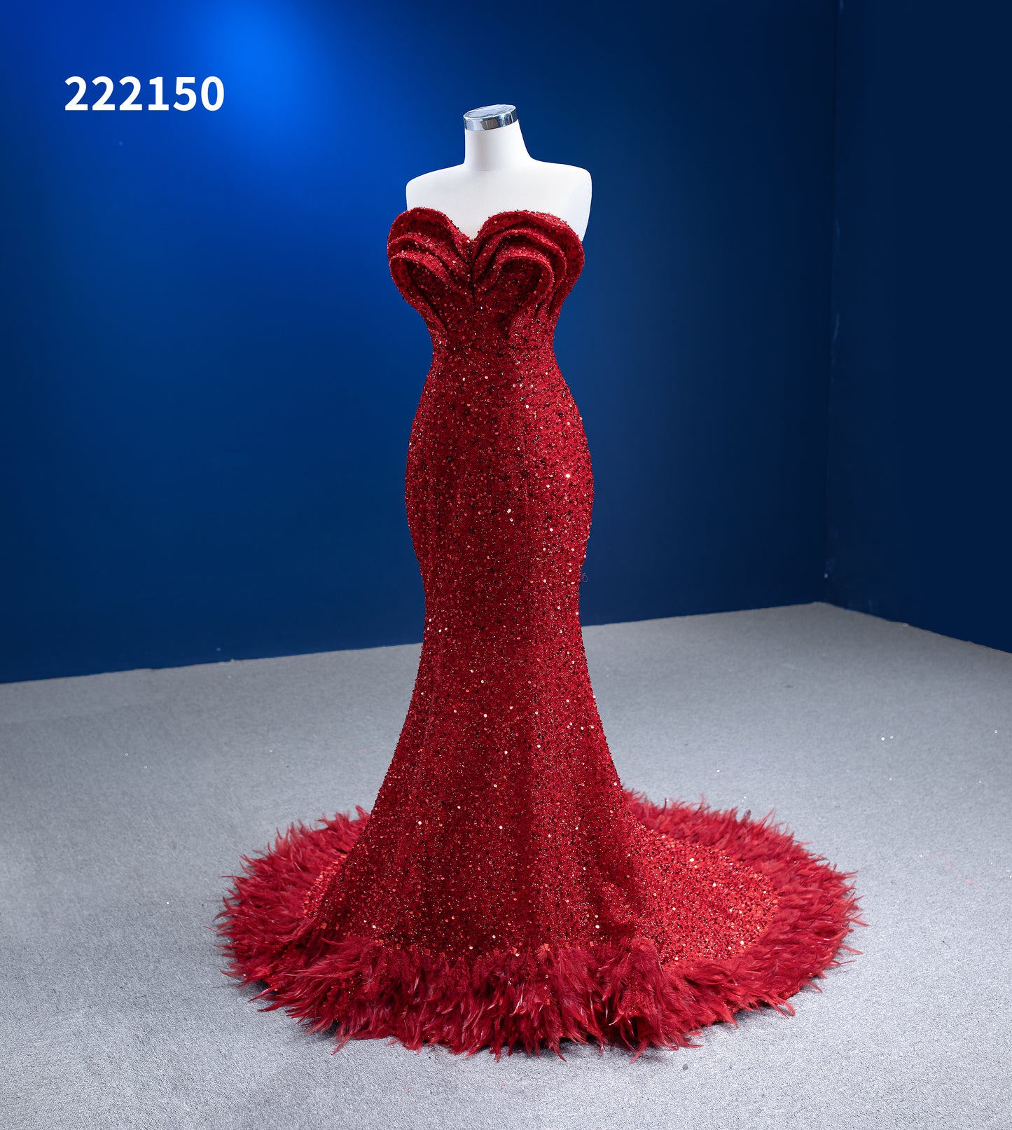Red Sequin Pageant Dresses Strapless Mermaid Evening Gown 222150