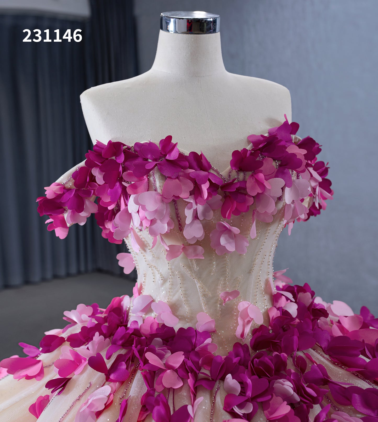 Btydress 231146 Fairy Glitter Appliqued Flower Ball Gown Quinceanra Dress