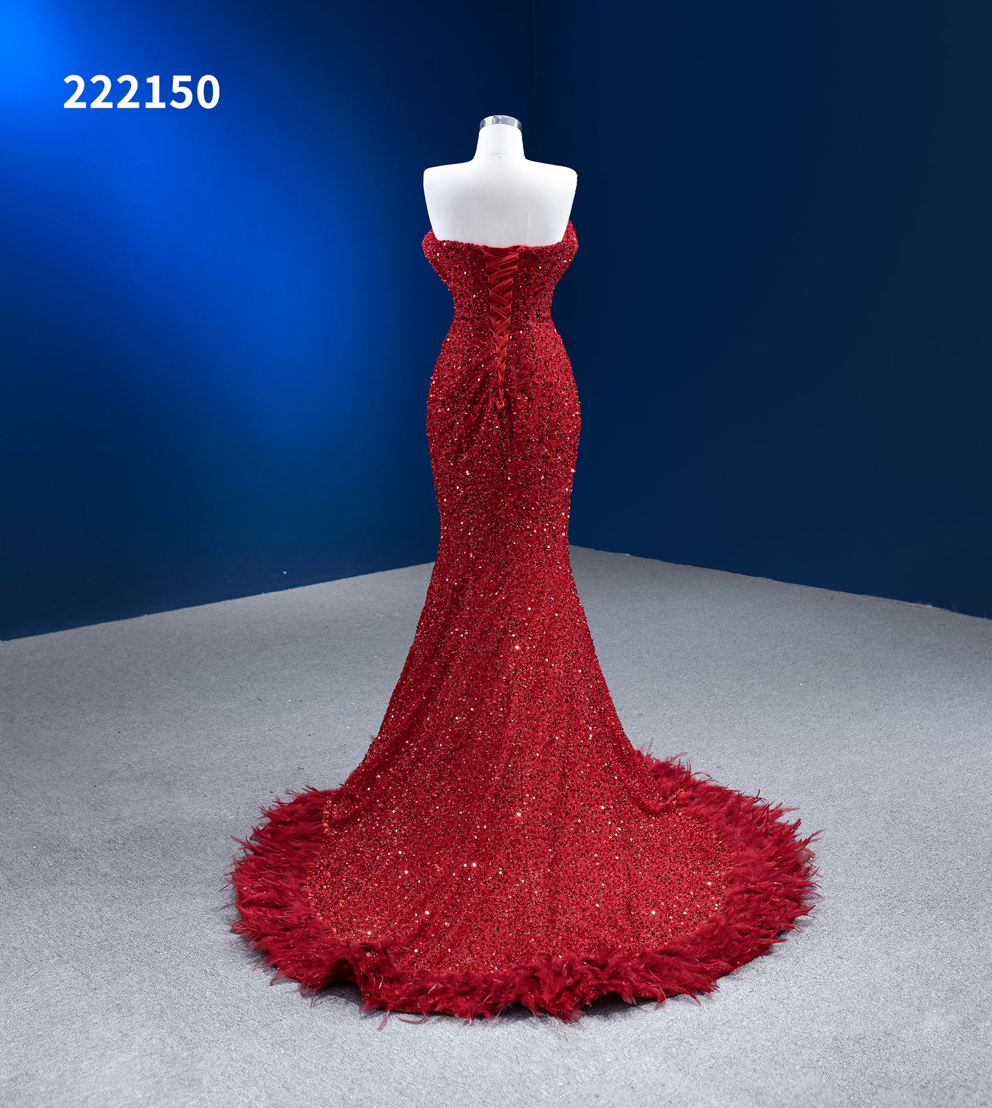 Red Sequin Pageant Dresses Strapless Mermaid Evening Gown 222150