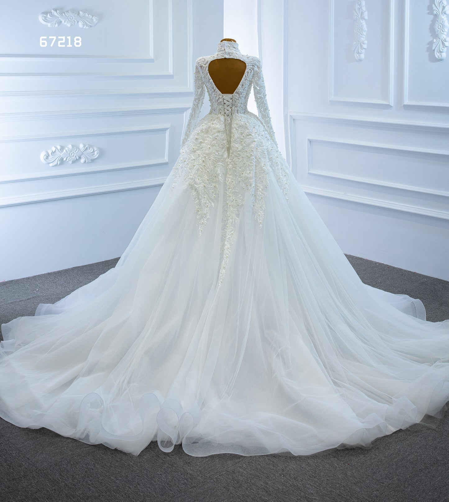 High Neck Long Sleeves 2 in 1 Mermaid Wedding Dress 67218