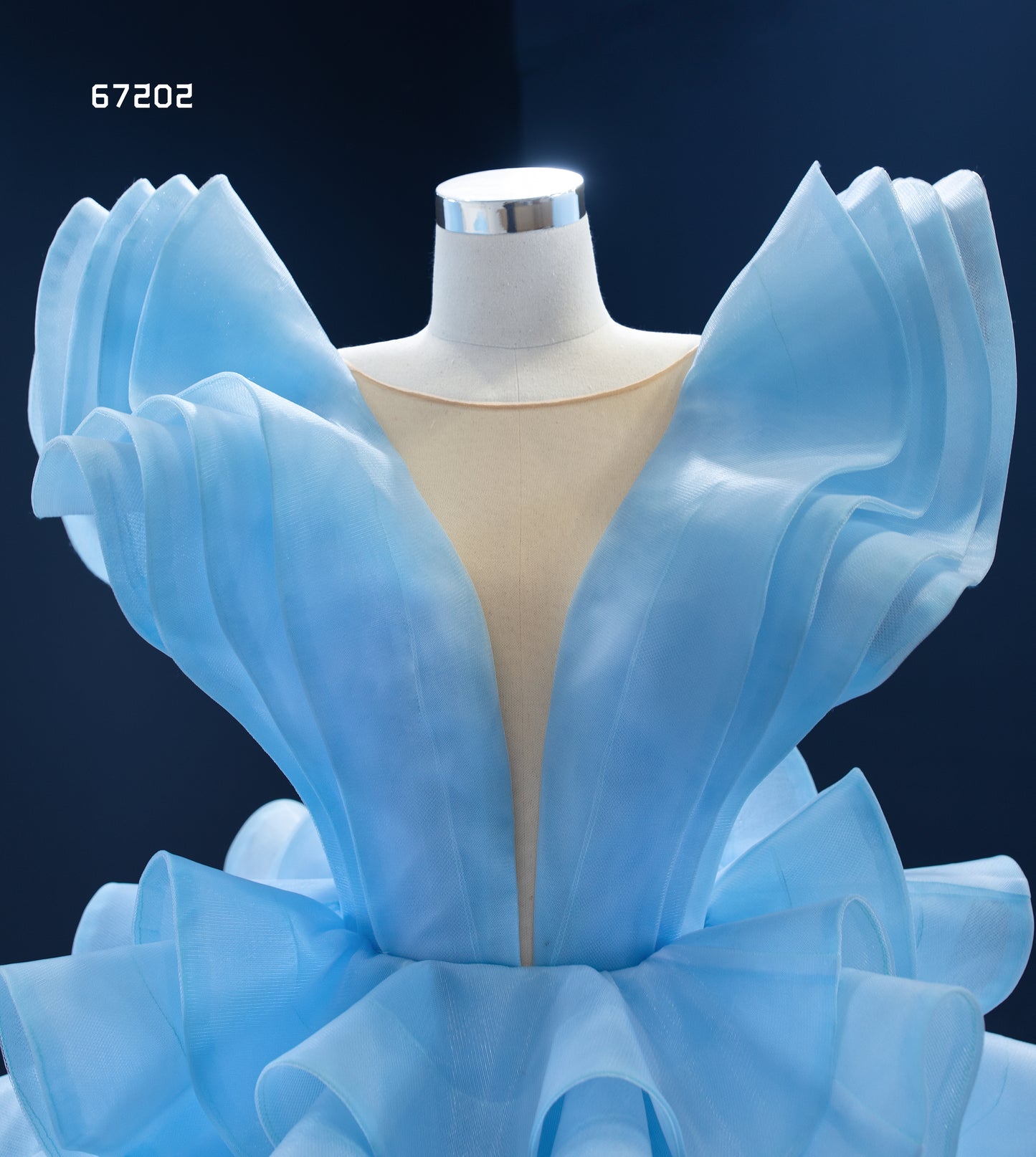 Blue Deep V Asymmetrical A Line Evening Dress 67202
