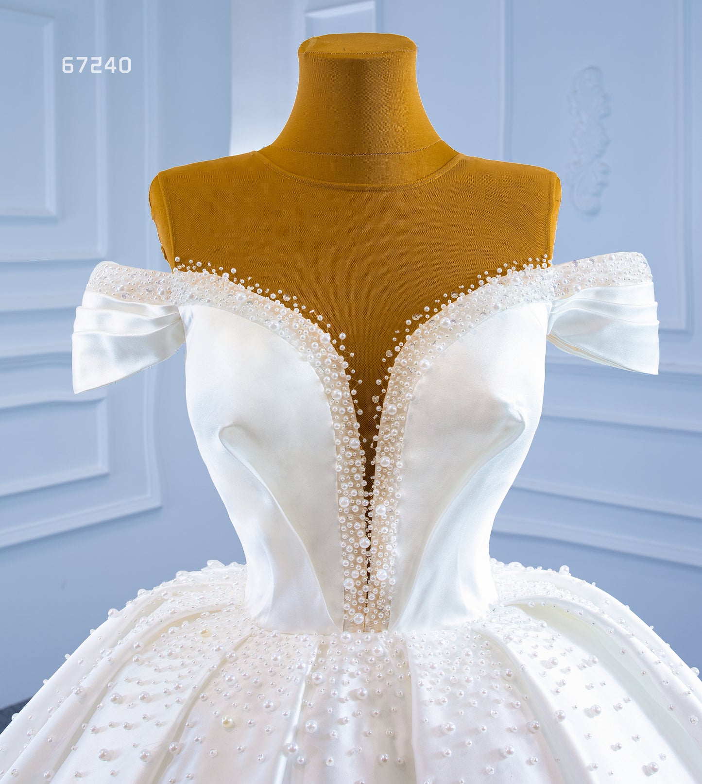 Satin Off the Shoulder Wedding Gown 67240