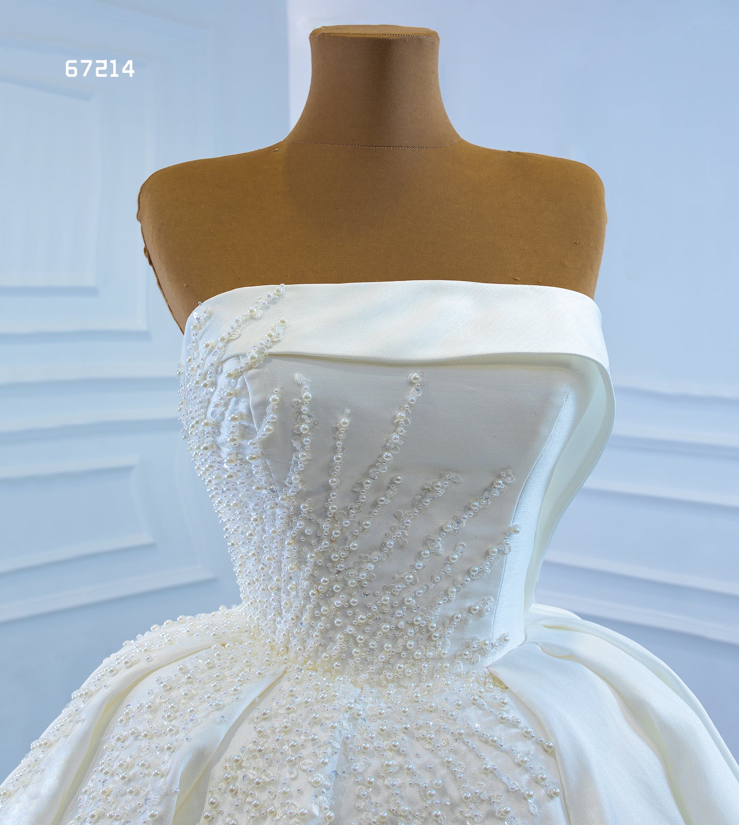 Satin Pearls Ball Gown Dress for Brides 67214