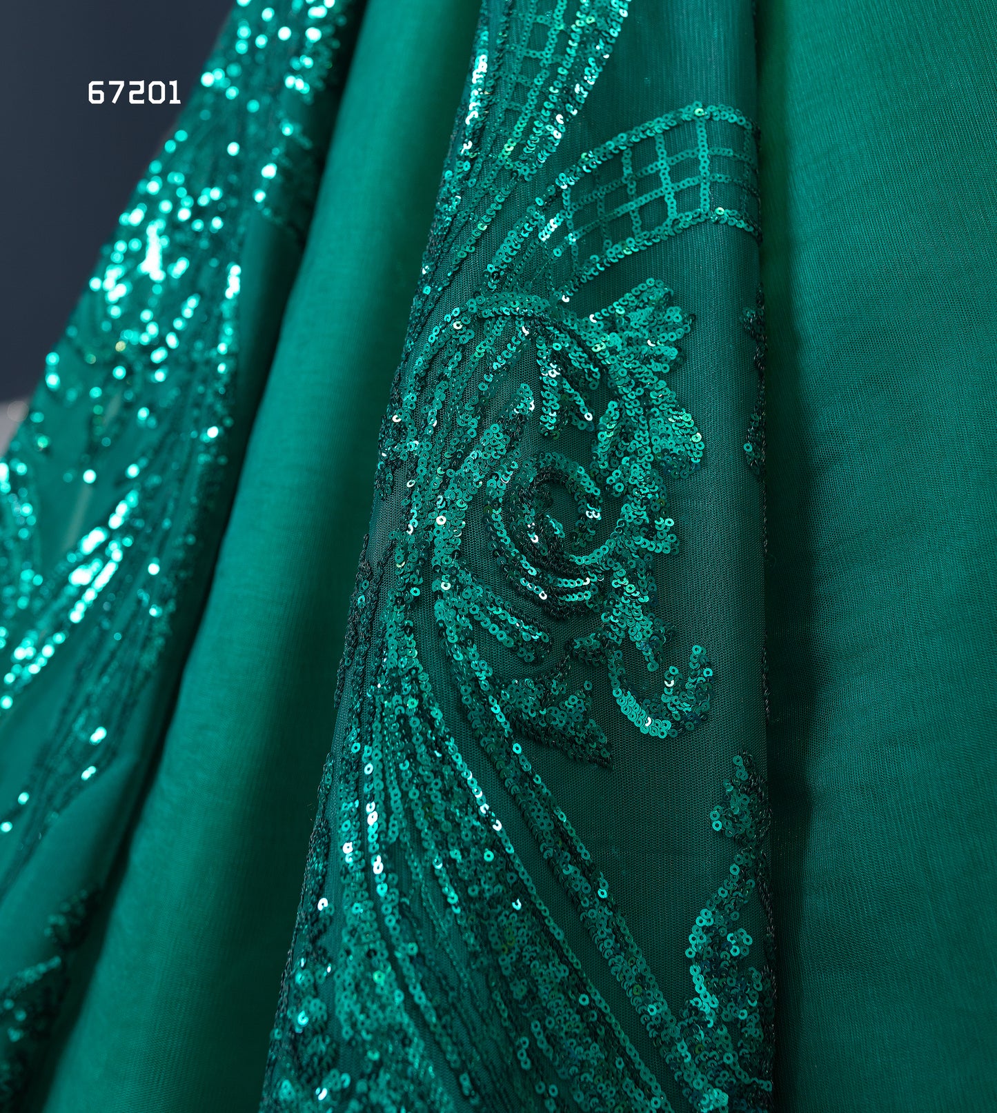 Emerald Green Appliqued Ball Gown Dress 67201