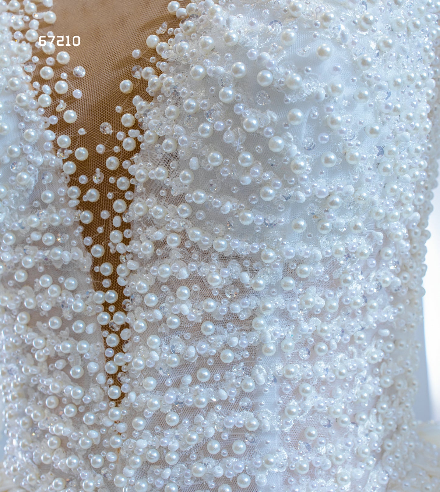 Pearls Deep V Neckline Qualified Wedding Dress 67210