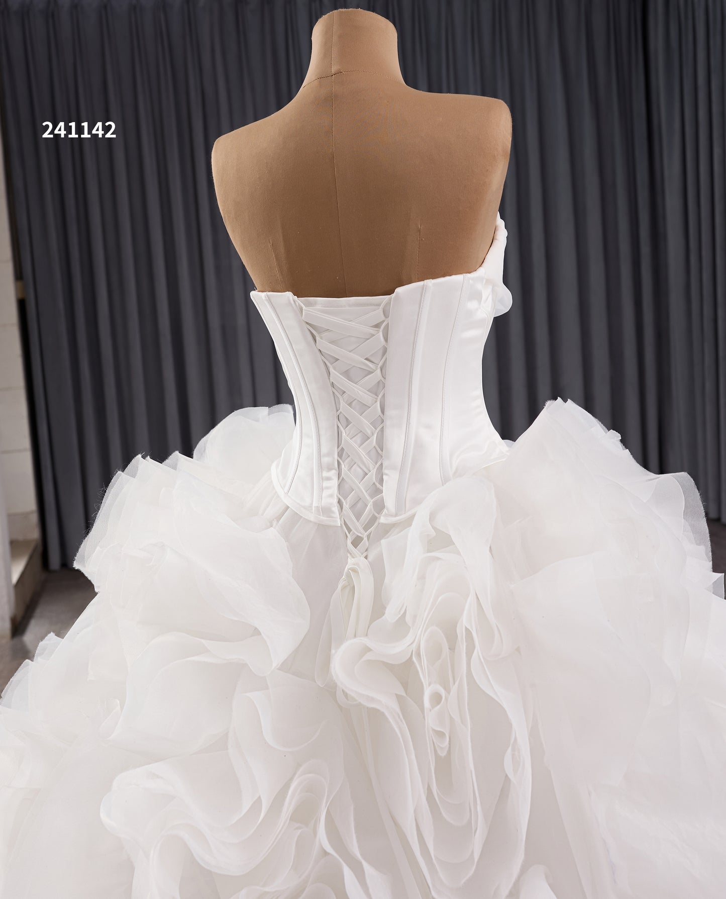 Organza Floral Pleats Wedding Dress for Bridal 241142