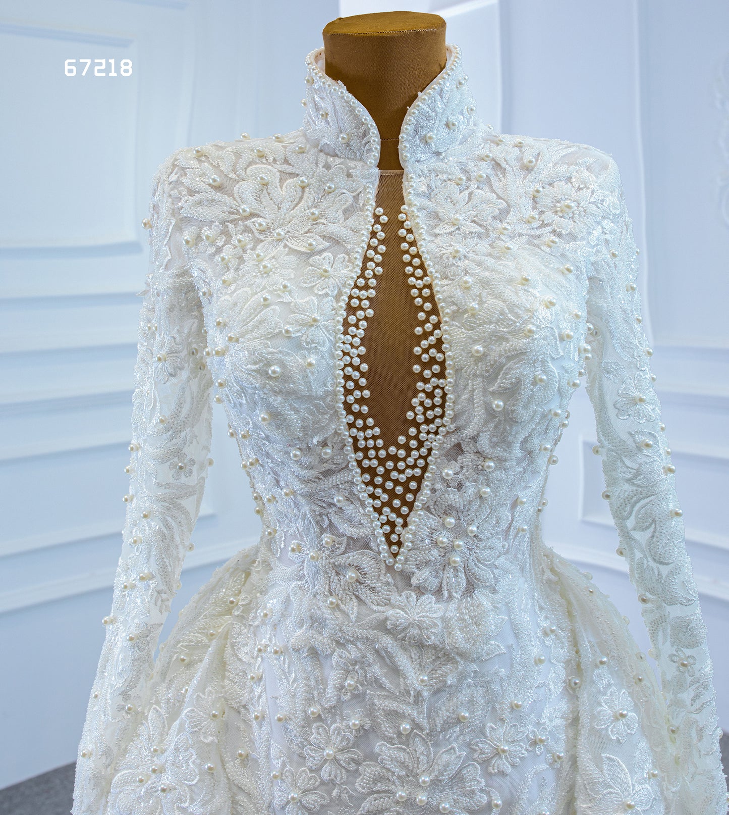 High Neck Long Sleeves 2 in 1 Mermaid Wedding Dress 67218