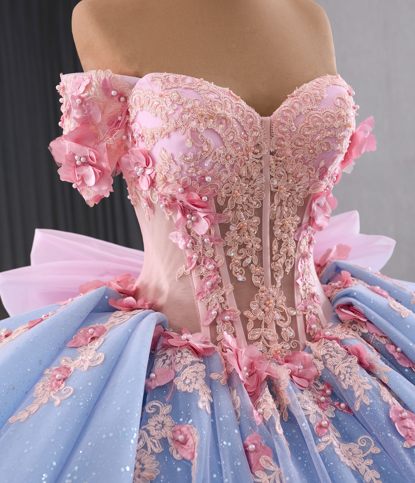 3D Flower Pink Vestidos de Quinceaneras Color Blue 241110B