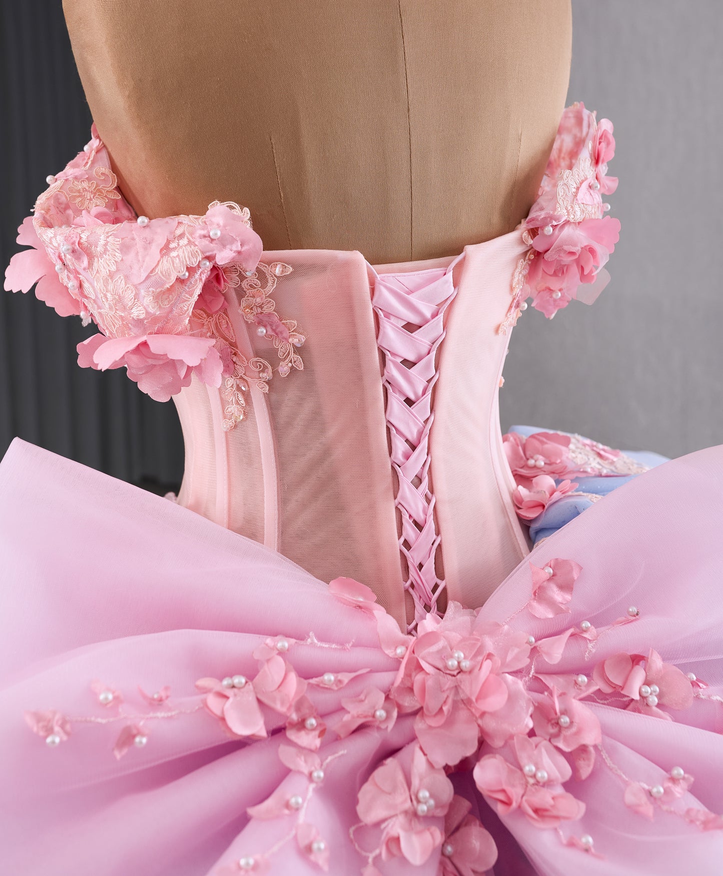 3D Flower Pink Vestidos de Quinceaneras Color Blue 241110B