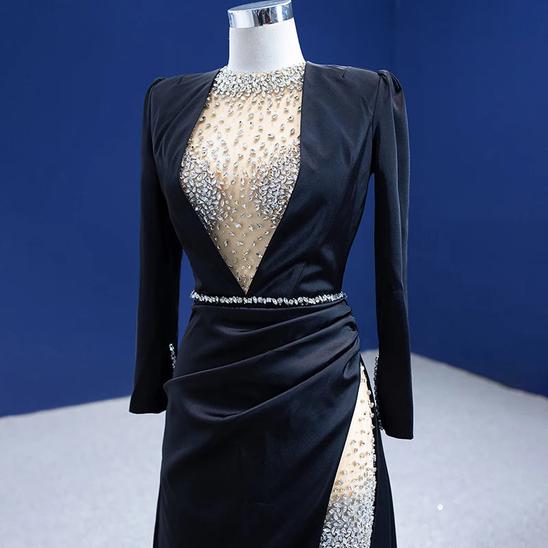 Formal Event Black Long Sleeves Evening Dress for Women Mermaid 67495