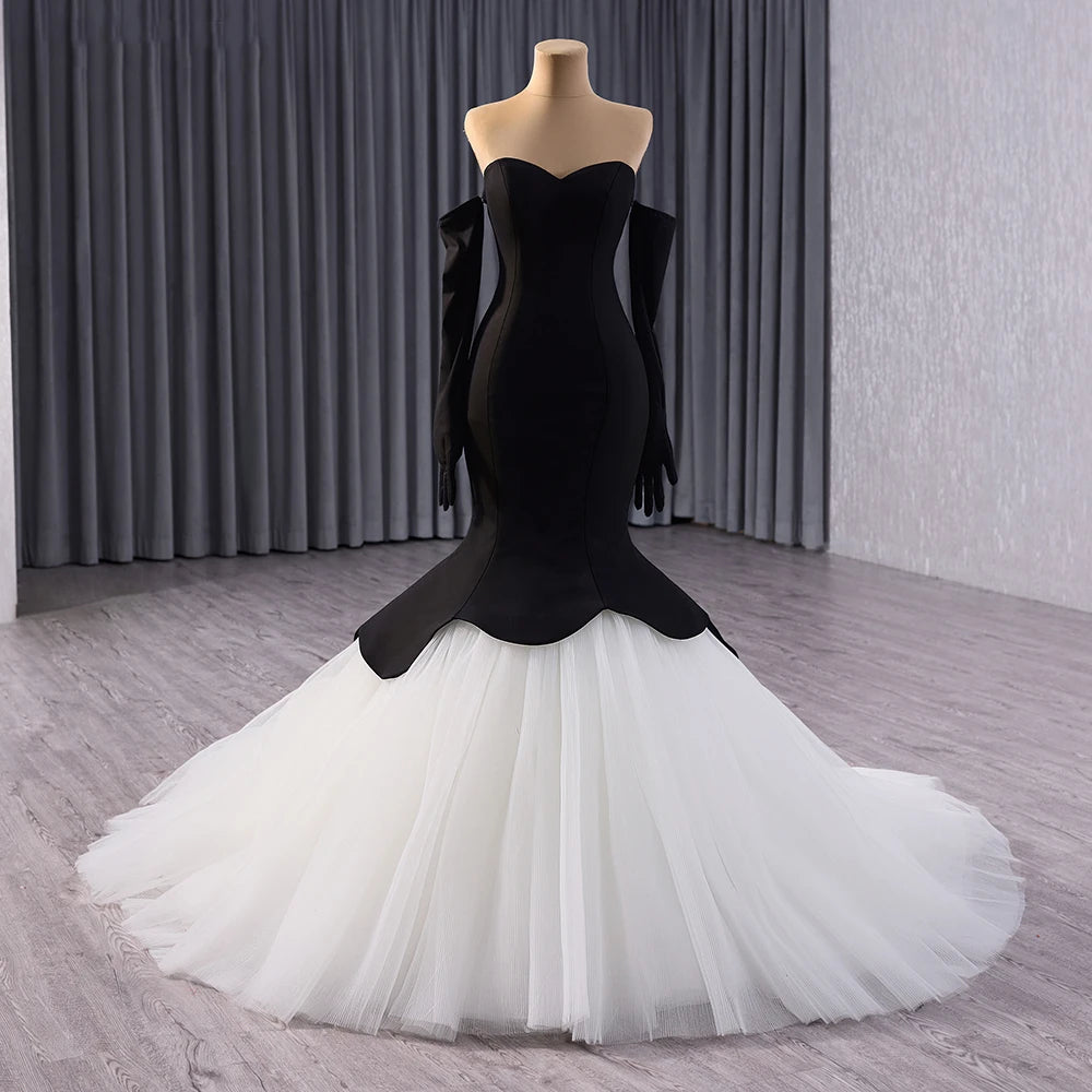 Black Sweetheart Stretch Satin Party Mermaid Evening Dresses 241035