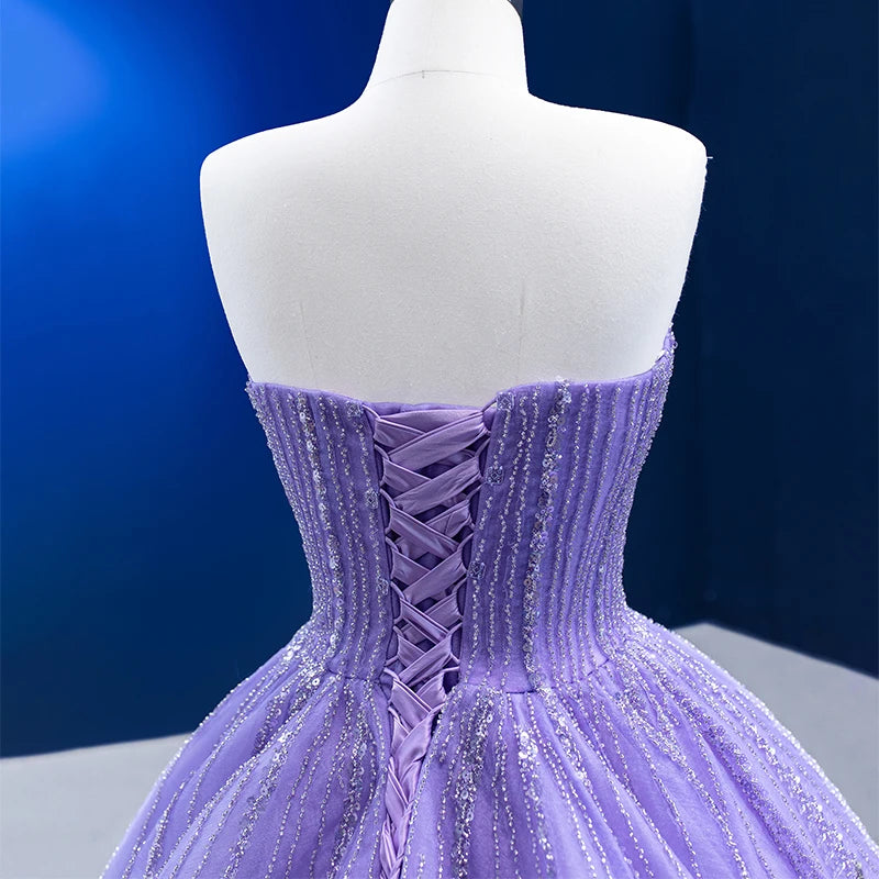 Btydress Purple Sequins Off Shoulder Evening Party Gowns Dresses 67571