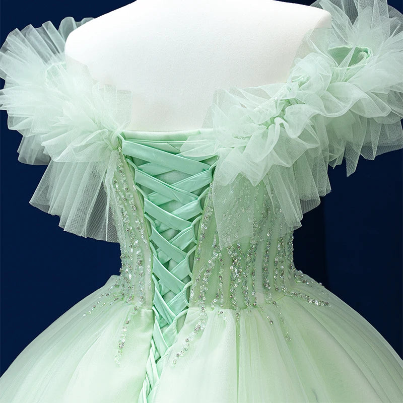 Luxury Green Ruffles Ball Quinceanera Dresses