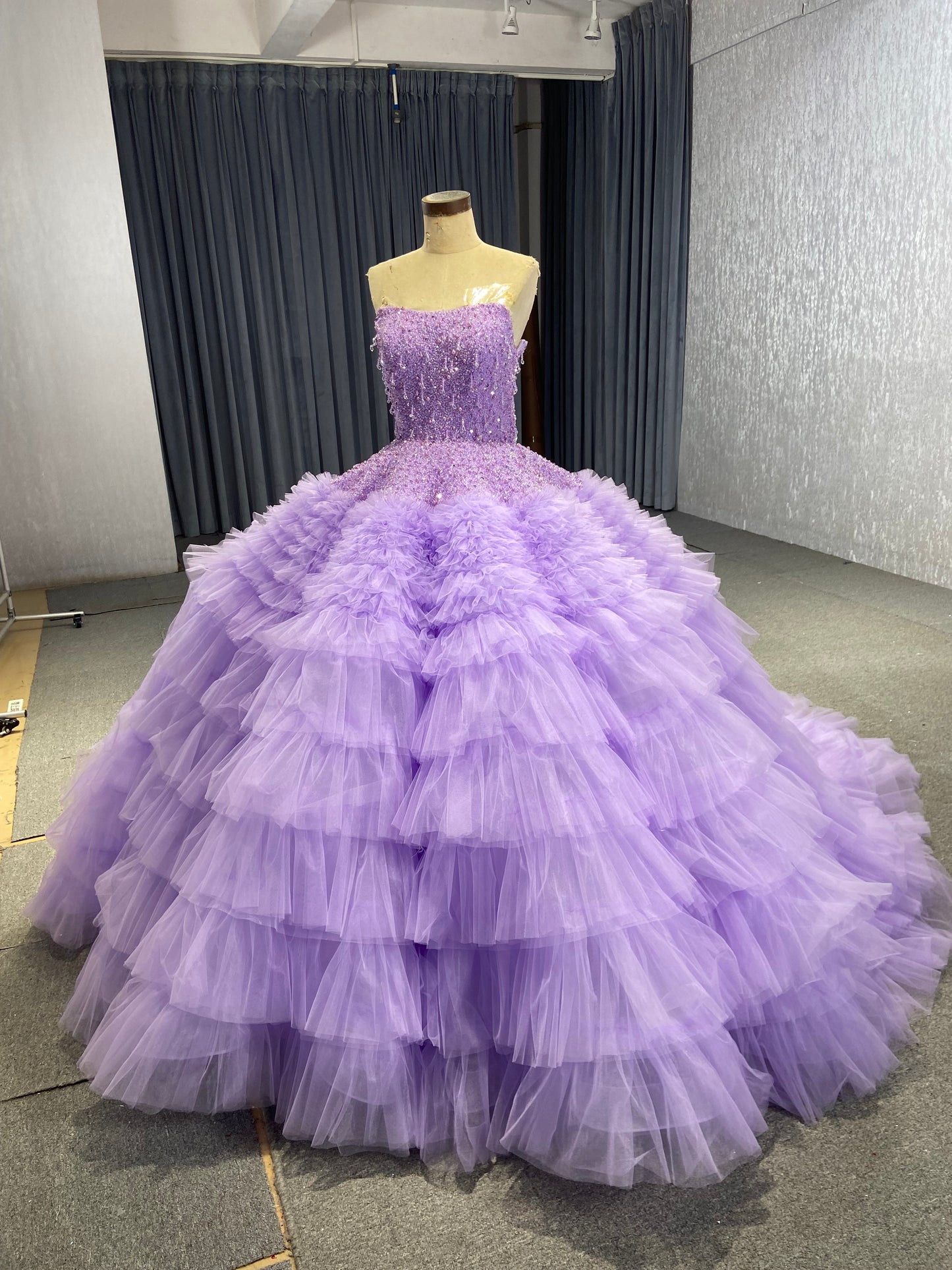 Handbeading Ruffles Sleeves Beanpink Wedding Dress 222221