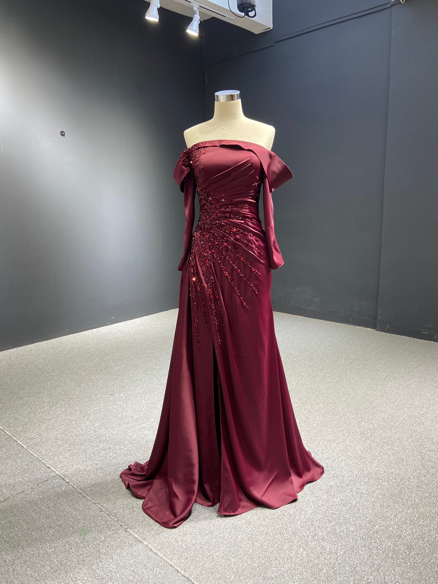 Sheath Red Formal Dress Pageant Gown with Removable Sleeves 67153