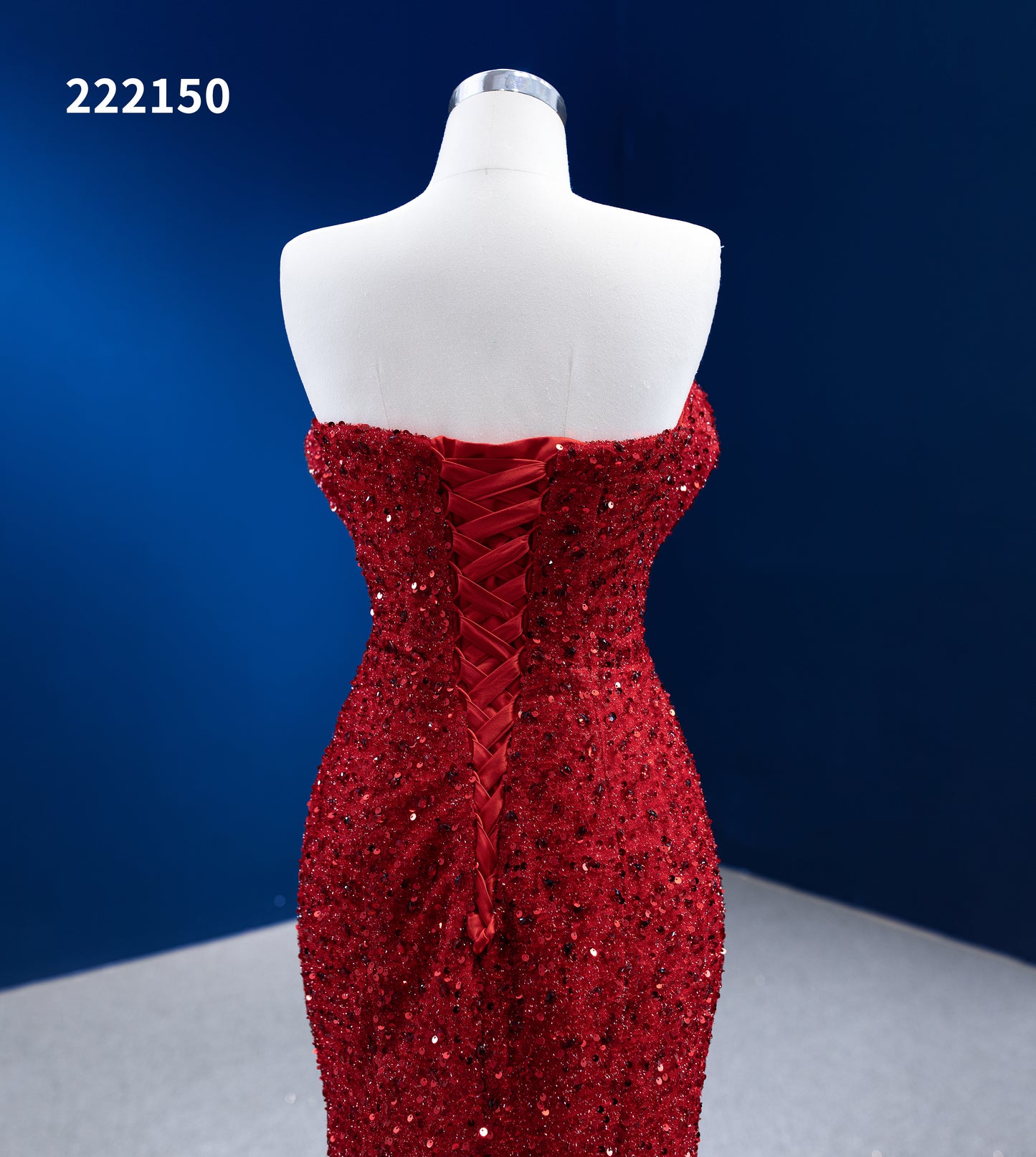 Red Sequin Pageant Dresses Strapless Mermaid Evening Gown 222150