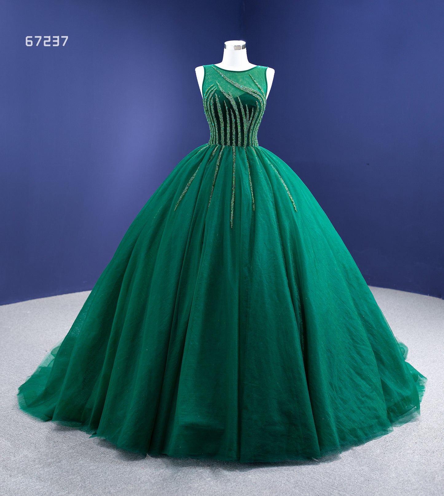 Beaded Green Ball Gown Rose Pink Prom Dresses 67237