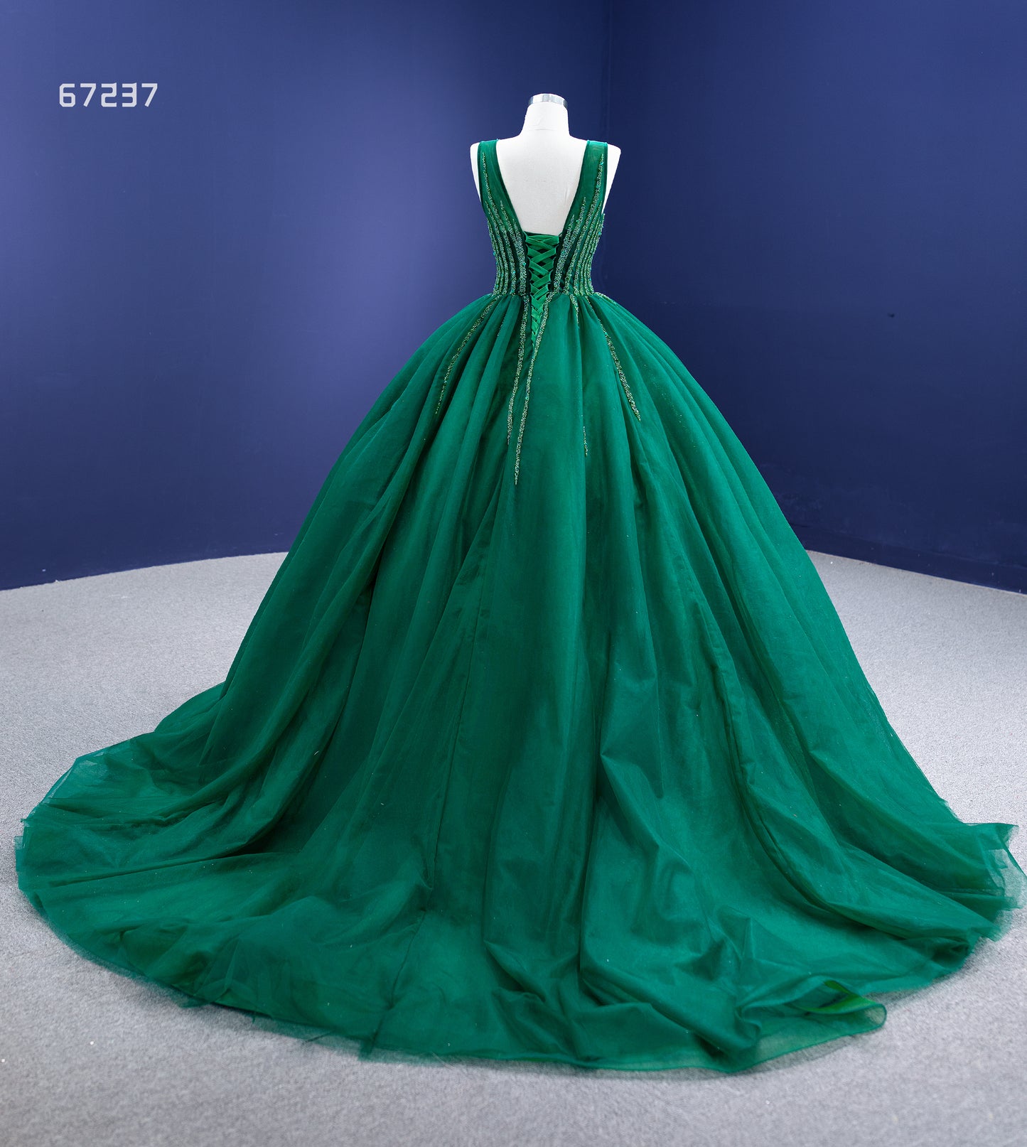 Beaded Green Ball Gown Rose Pink Prom Dresses 67237