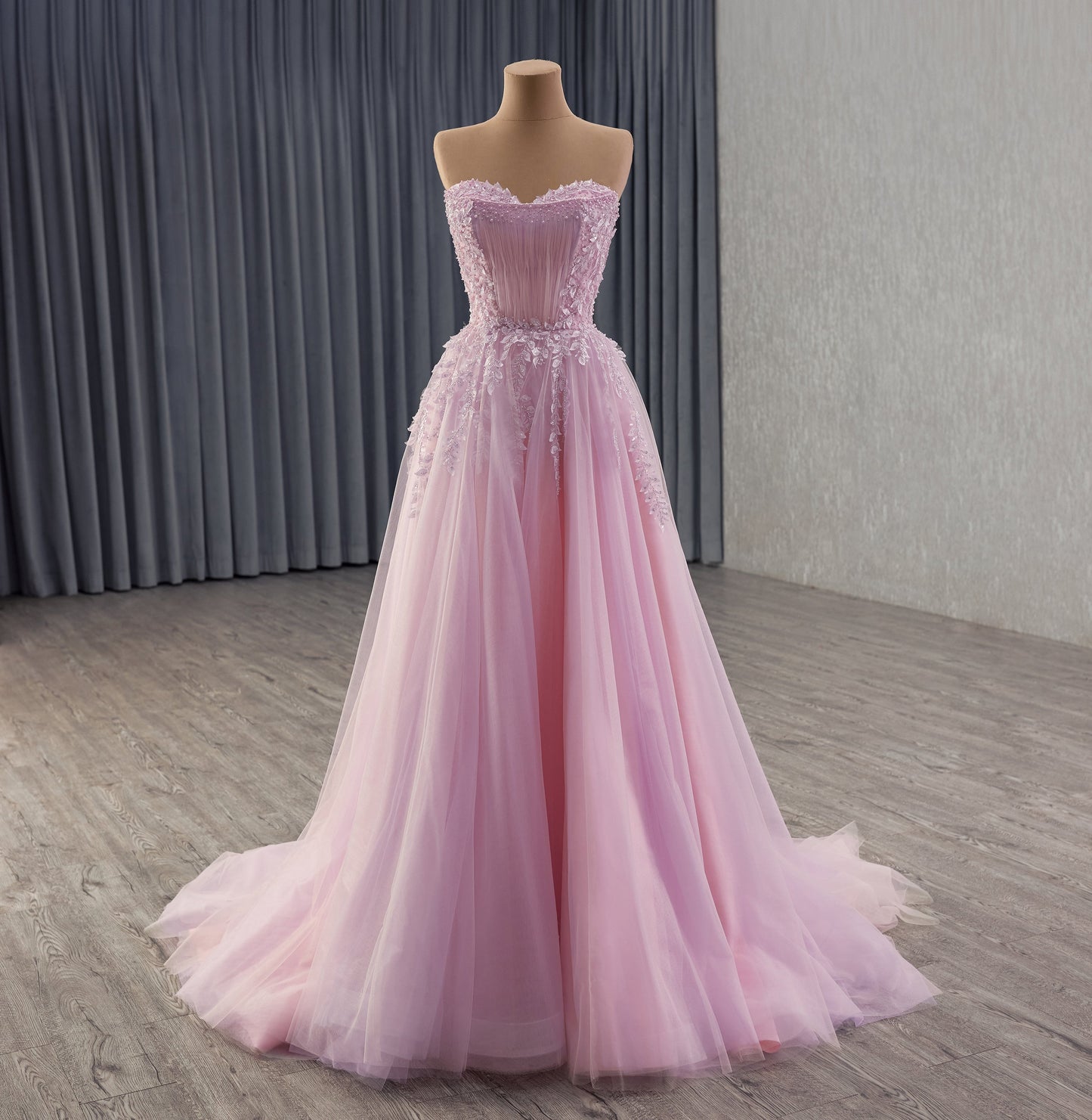 Lilac& Pink Appliqued Prom A Line Evening Dress 241159