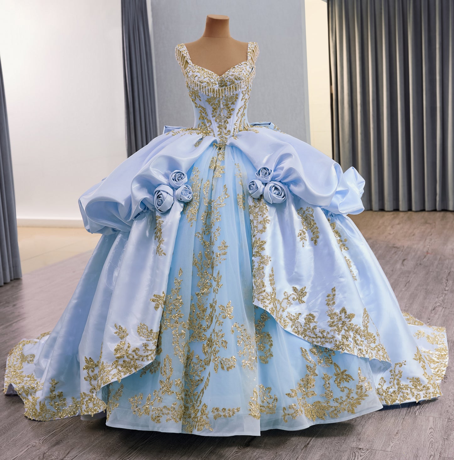2025 New Blue Gold Vestido de Quinceanera Dress 251023