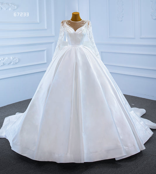 High Quality Wedding Dress Long Tail with Bow 67233