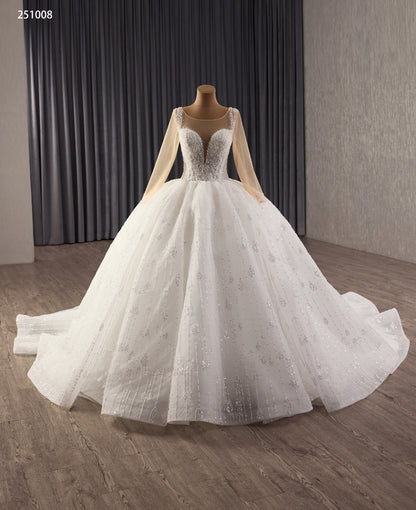 Muslim Design Wedding Dress with Long Sleeves Beading Laces 251008