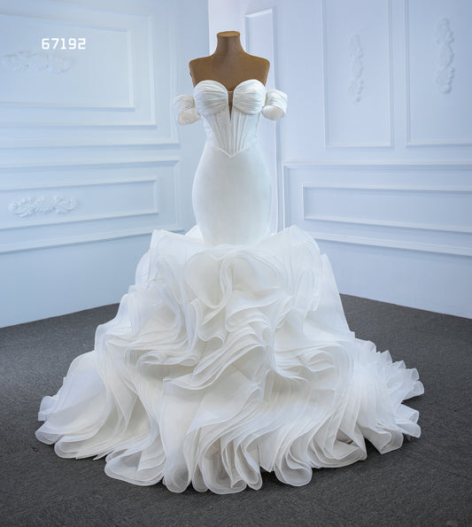 Off the Shoulder V Waist Mermaid Wedding Dress 67192