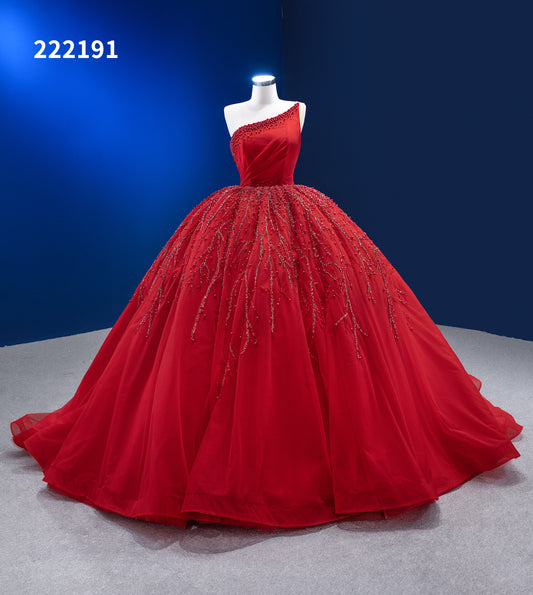 Btydress Hand Beaded  One Shoulder Sequince Ball Gown Evening Party Dresses 222191