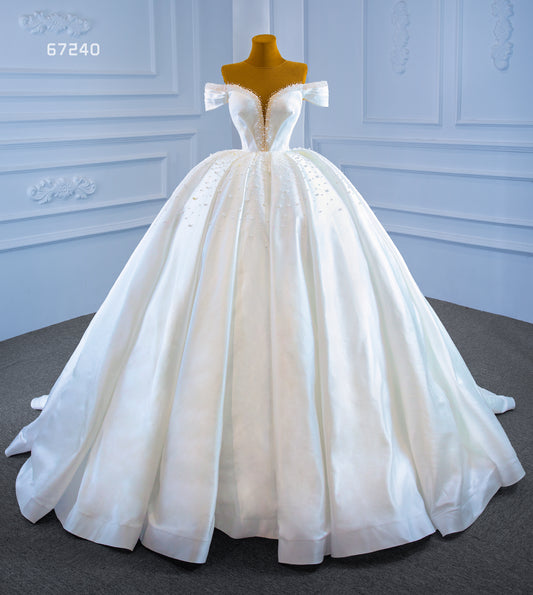 Satin Off the Shoulder Wedding Gown 67240