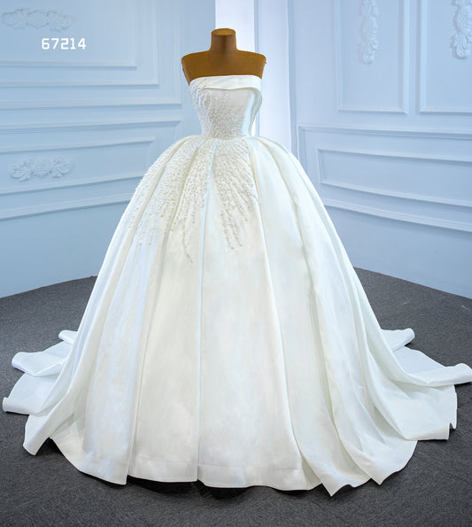 Satin Pearls Ball Gown Dress for Brides 67214