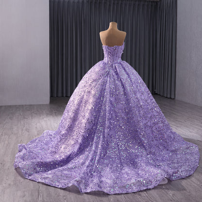 Stunning Purple Sweetheart Neckline Ball Gown 241017