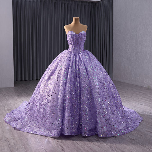 Stunning Purple Sweetheart Neckline Ball Gown 241017
