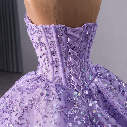 Stunning Purple Sweetheart Neckline Ball Gown 241017