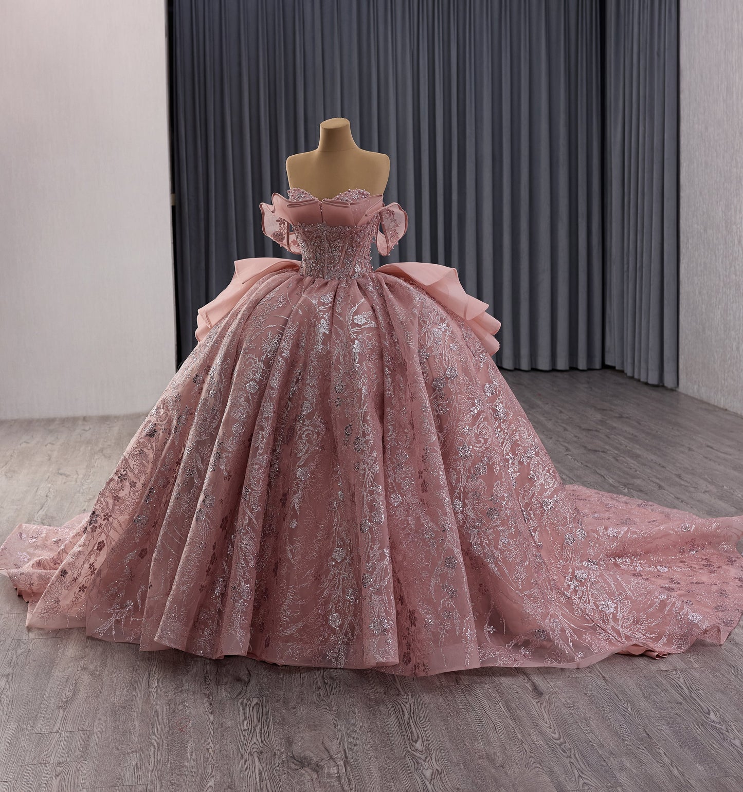 Sparkle Off the Shoulder Luxury Lace Puffy Quinceanera Dress 251028