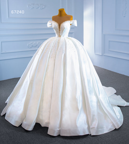 Satin Off the Shoulder Wedding Gown 67240