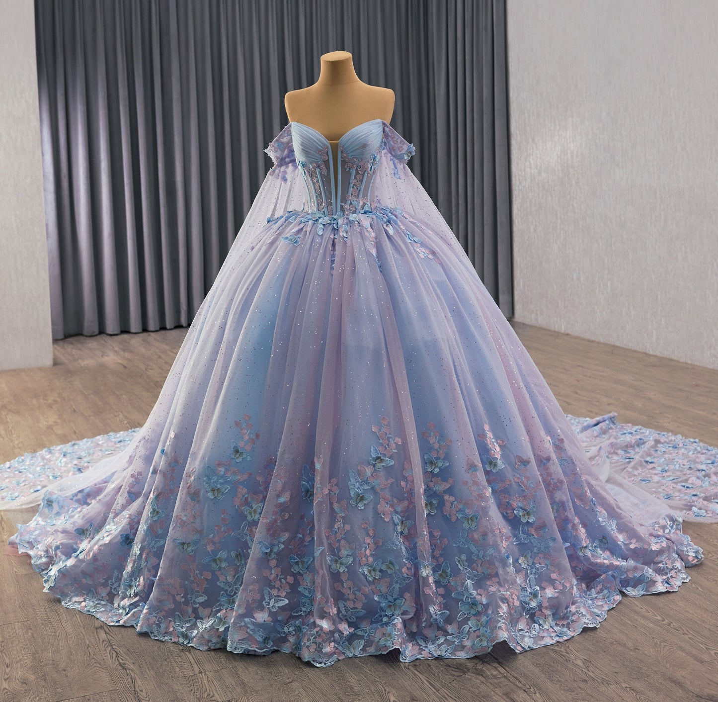 Lilac Blue Glitter Tulle Vestido de Quinceanera Dress 251025