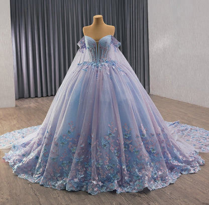 Lilac Blue Glitter Tulle Vestido de Quinceanera Dress 251025