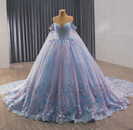 Lilac Blue Glitter Tulle Vestido de Quinceanera Dress 251025