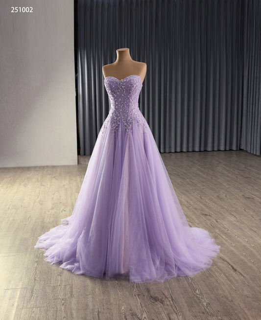 Sweatheart Neckline Sheath Corset Lilac Party Evening Dress 251002