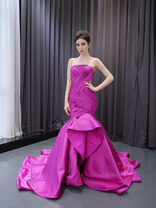 Plain Folds Sleeveless Mermaid Dress for Party 231012