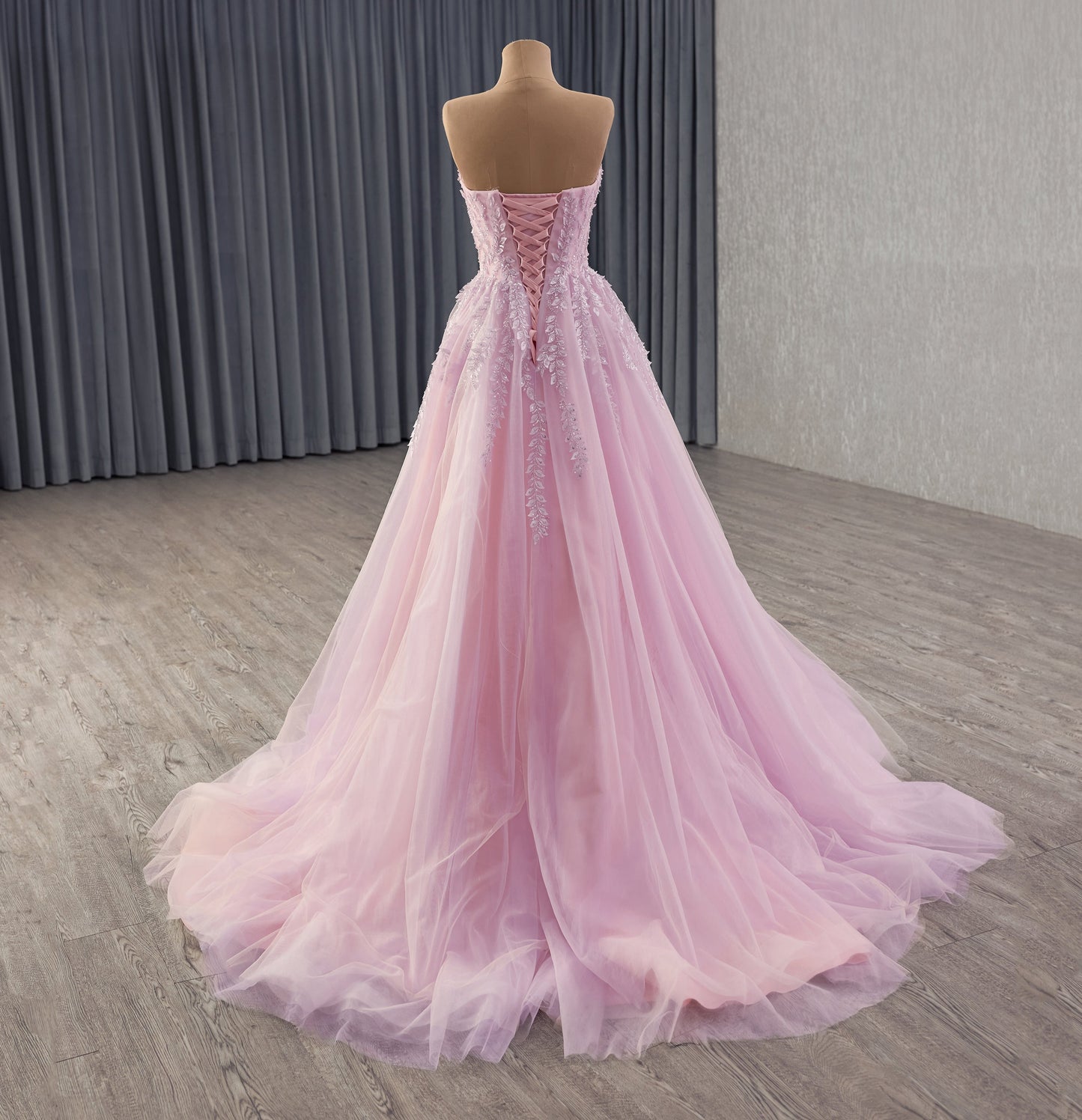 Lilac& Pink Appliqued Prom A Line Evening Dress 241159