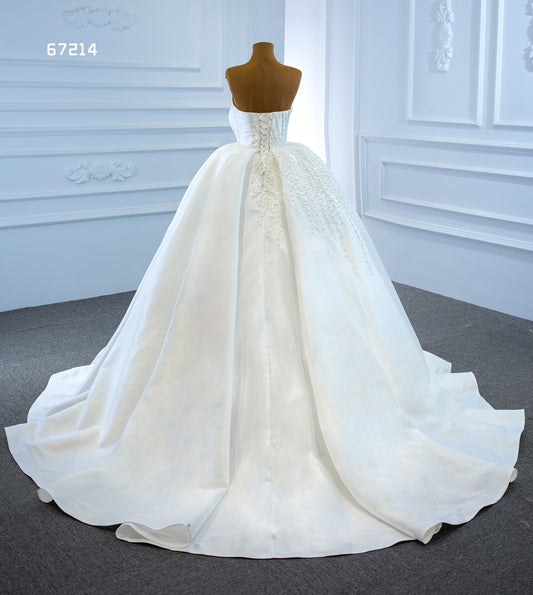 Satin Pearls Ball Gown Dress for Brides 67214