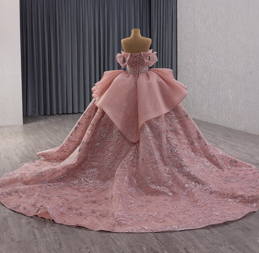 Sparkle Off the Shoulder Luxury Lace Puffy Quinceanera Dress 251028