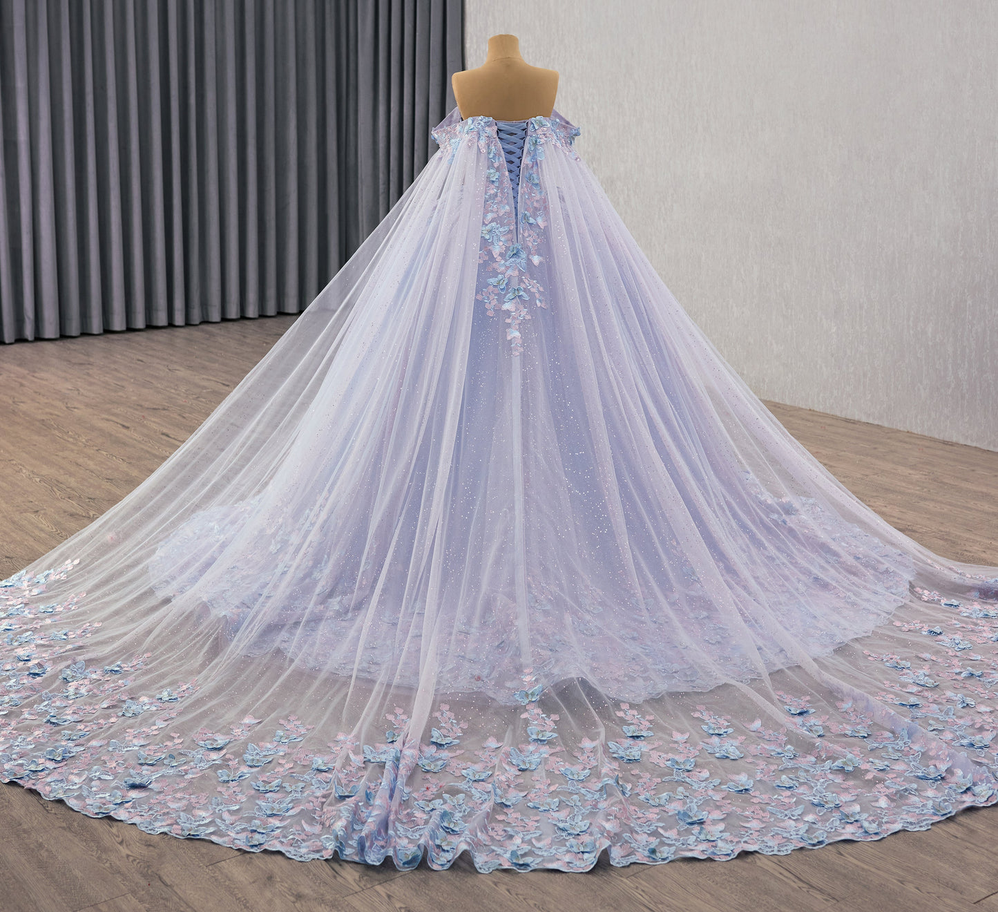 Lilac Blue Glitter Tulle Vestido de Quinceanera Dress 251025
