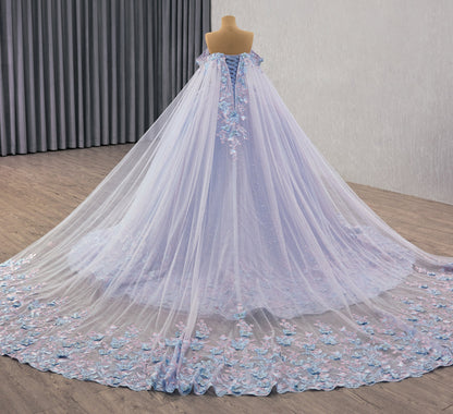 Lilac Blue Glitter Tulle Vestido de Quinceanera Dress 251025