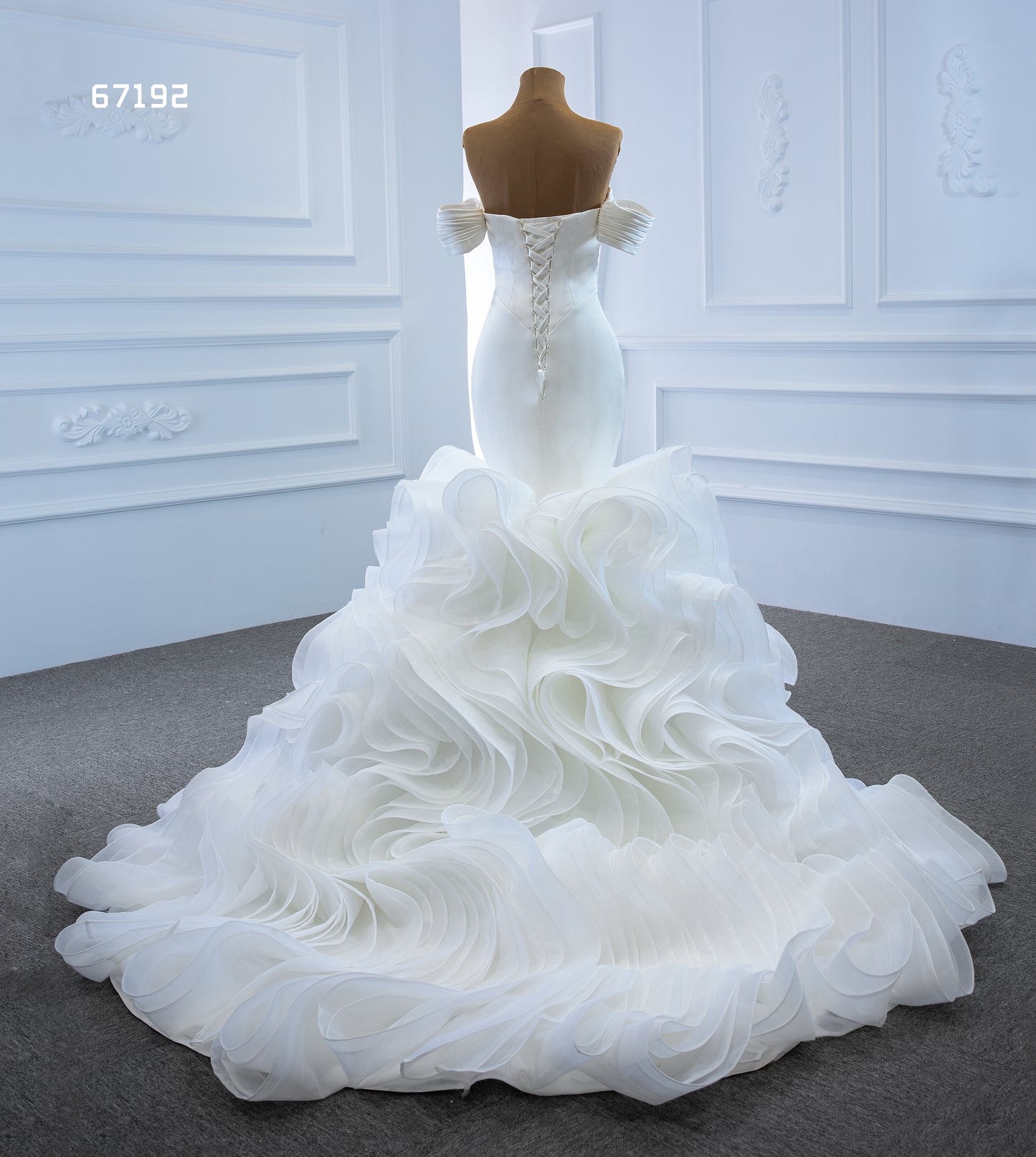 Off the Shoulder V Waist Mermaid Wedding Dress 67192