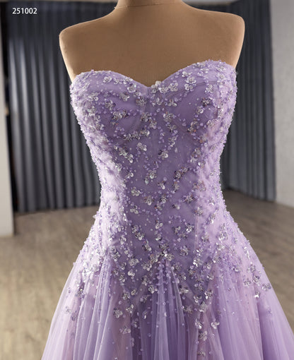 Sweatheart Neckline Sheath Corset Lilac Party Evening Dress 251002