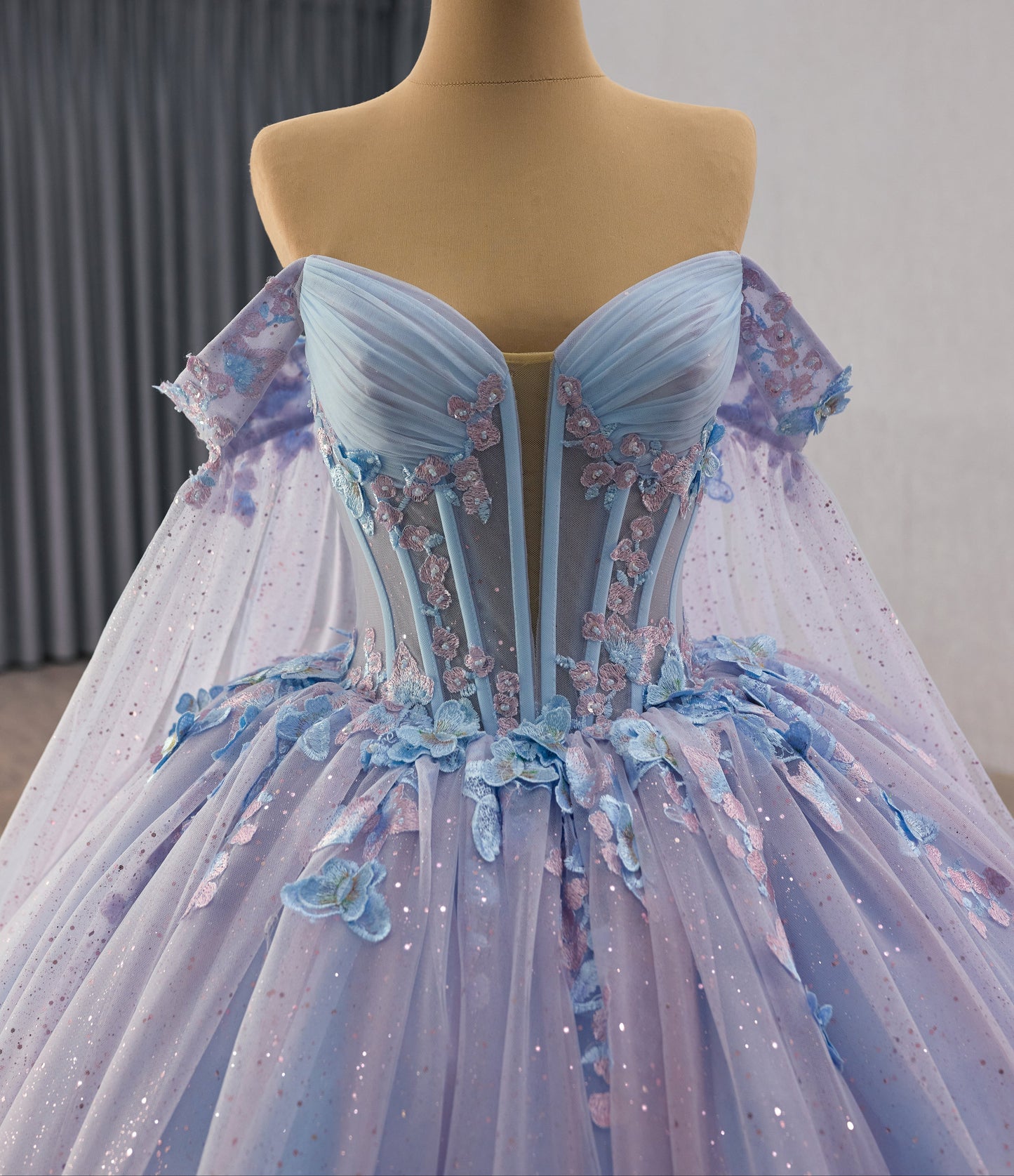 Lilac Blue Glitter Tulle Vestido de Quinceanera Dress 251025
