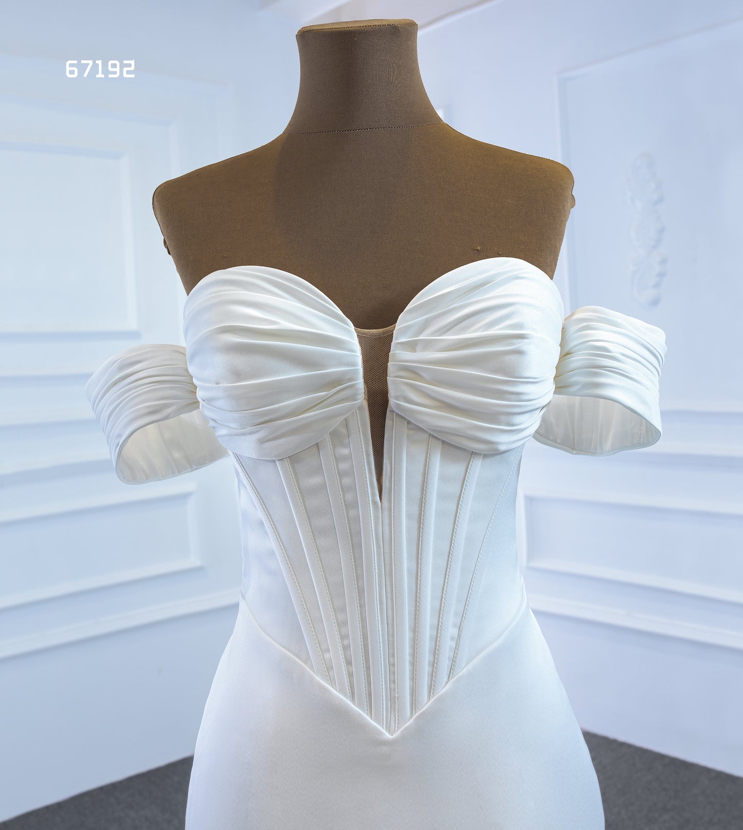 Off the Shoulder V Waist Mermaid Wedding Dress 67192